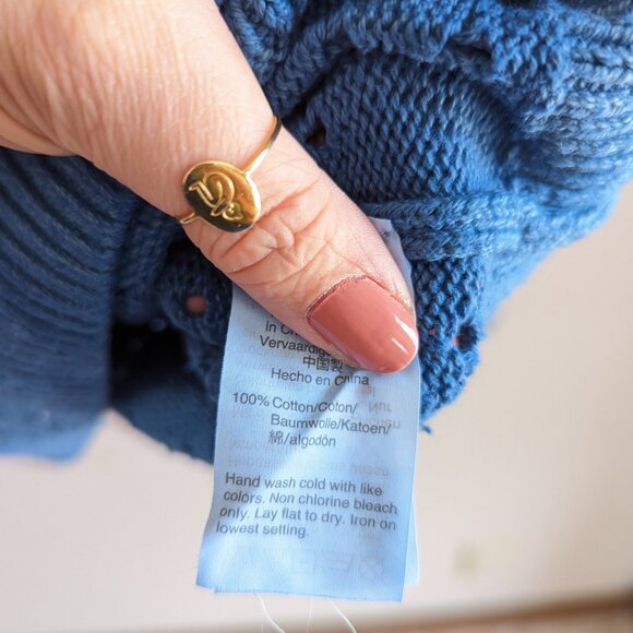 Tie-dyed blue vintage pointelle sweater - Point Sur 2X - Picture 5 of 7